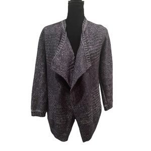 Lucky Brand cotton blend waterfall front blue white knit cardigan size medium